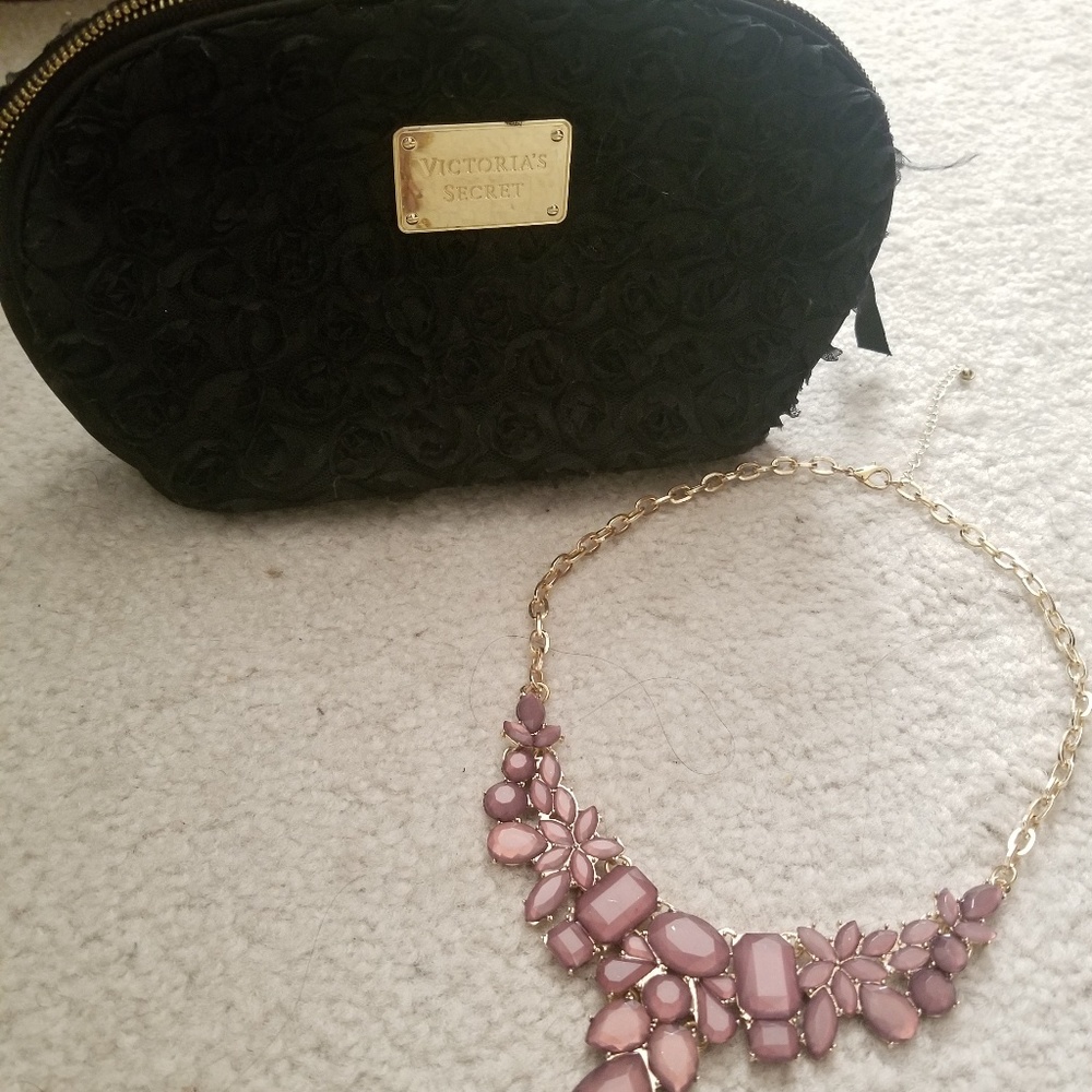 Victoria's secret pouch & Charlotte Russ necklace